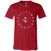 Filpino American in Circle Flags Unisex Jersey V-Neck T-Shirt